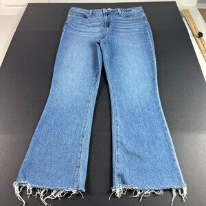 Paige Jeans Women 34x27* Claudine High Rise Crop Flare Blue Raw Hem Denim Tag 32